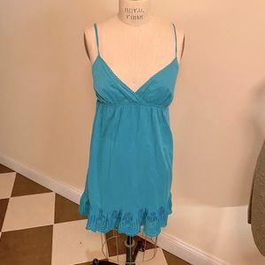 Turquoise sun dress. Large. Has cotton lining.